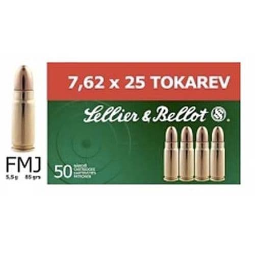 S&B 7.62x25 TOKAREV Full Metal Jacket Ammo S&B 7.62x25 TOKAREV Full Metal Jacket Ammo