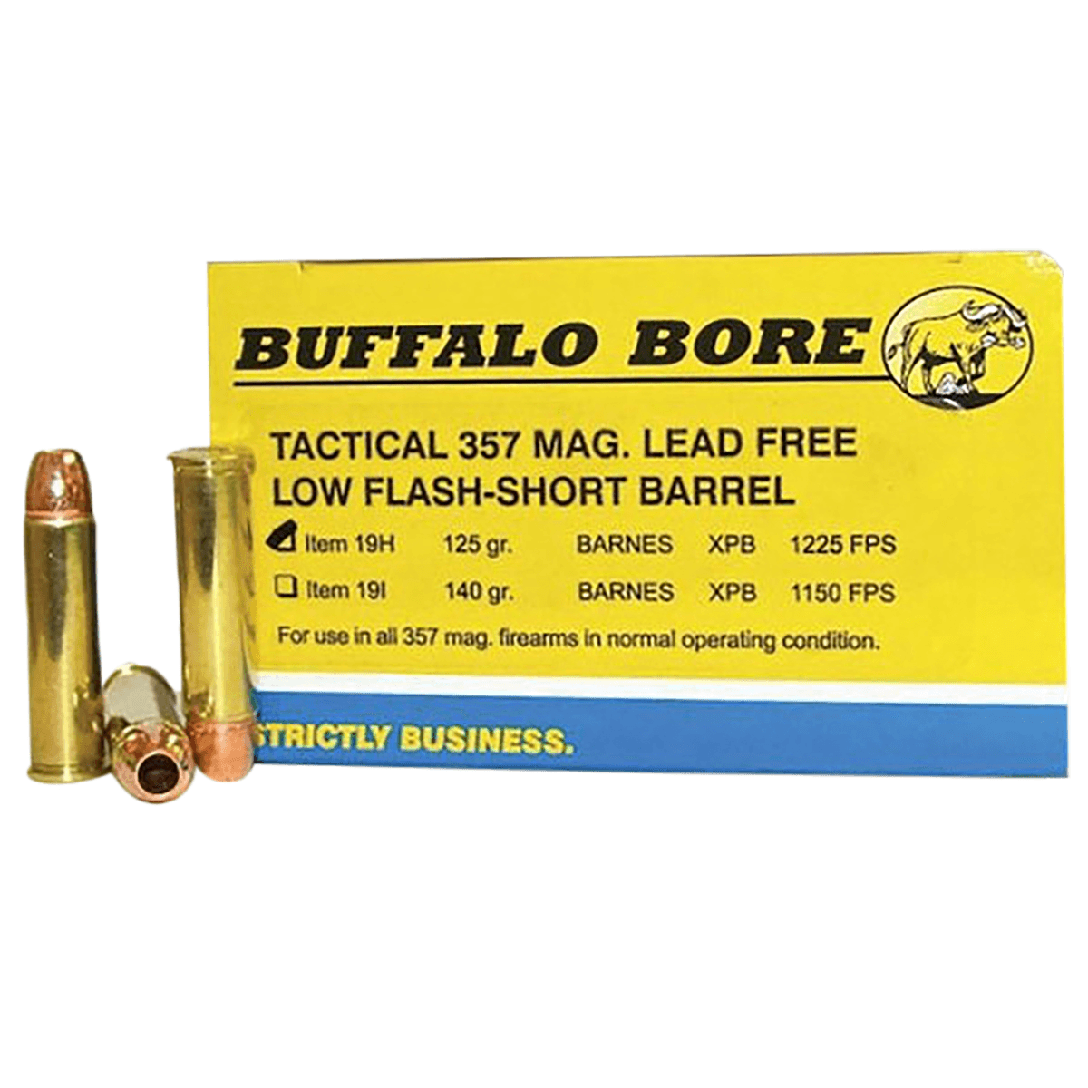 Buffalo Bore 357 Magnum 125gr Barnes VOR-TX XPB Lead-Free Ammo - 20 Rounds per Box, 12 Boxes per Case - 19H20 Buffalo Bore 357 Magnum 125gr Barnes VOR-TX XPB Lead-Free Ammo - 20 Rounds per Box, 12 Boxes per Case - 19H20