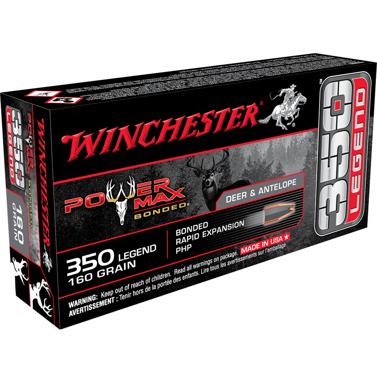 Winchester Power Max Bonded 350 Legend 160 gr Protected Hollow Point Hunting Ammo Winchester Power Max Bonded 350 Legend 160 gr Protected Hollow Point Hunting Ammo