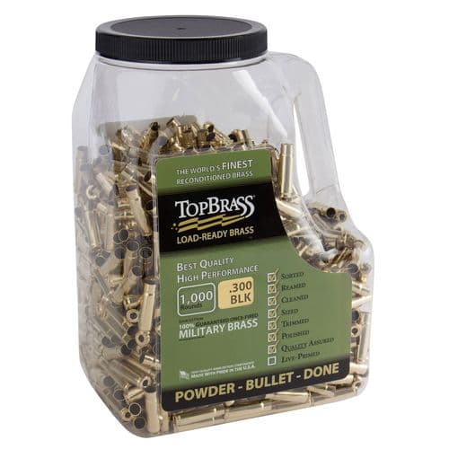 TOP BRASS LLC 8B300BLKMY-M-J Premium Reconditioned Unprimed 300 Blackout Brass 1000 TOP BRASS LLC 8B300BLKMY-M-J Premium Reconditioned Unprimed 300 Blackout Brass 1000