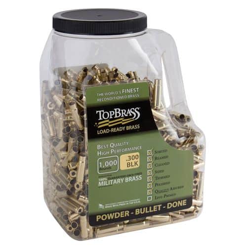 TOP BRASS LLC 8B300BLKMY-M-J Premium Reconditioned Unprimed 300 Blackout Brass 1000 TOP BRASS LLC 8B300BLKMY-M-J Premium Reconditioned Unprimed 300 Blackout Brass 1000