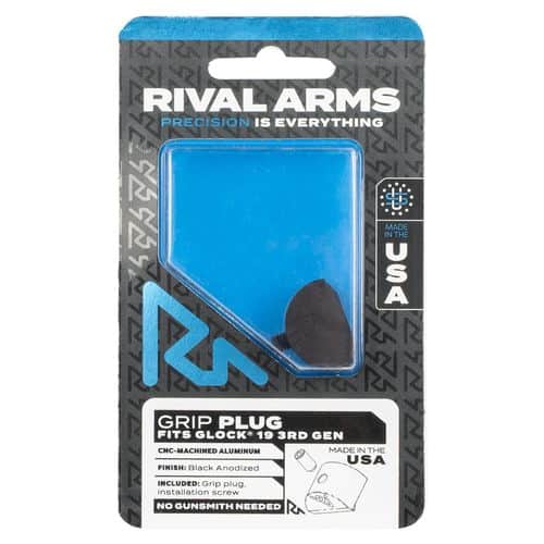 Rival Arms RA75G201A Grip Plug Glock 19 Gen3 Black Hardcoat Anodized Rival Arms RA75G201A Grip Plug Glock 19 Gen3 Black Hardcoat Anodized
