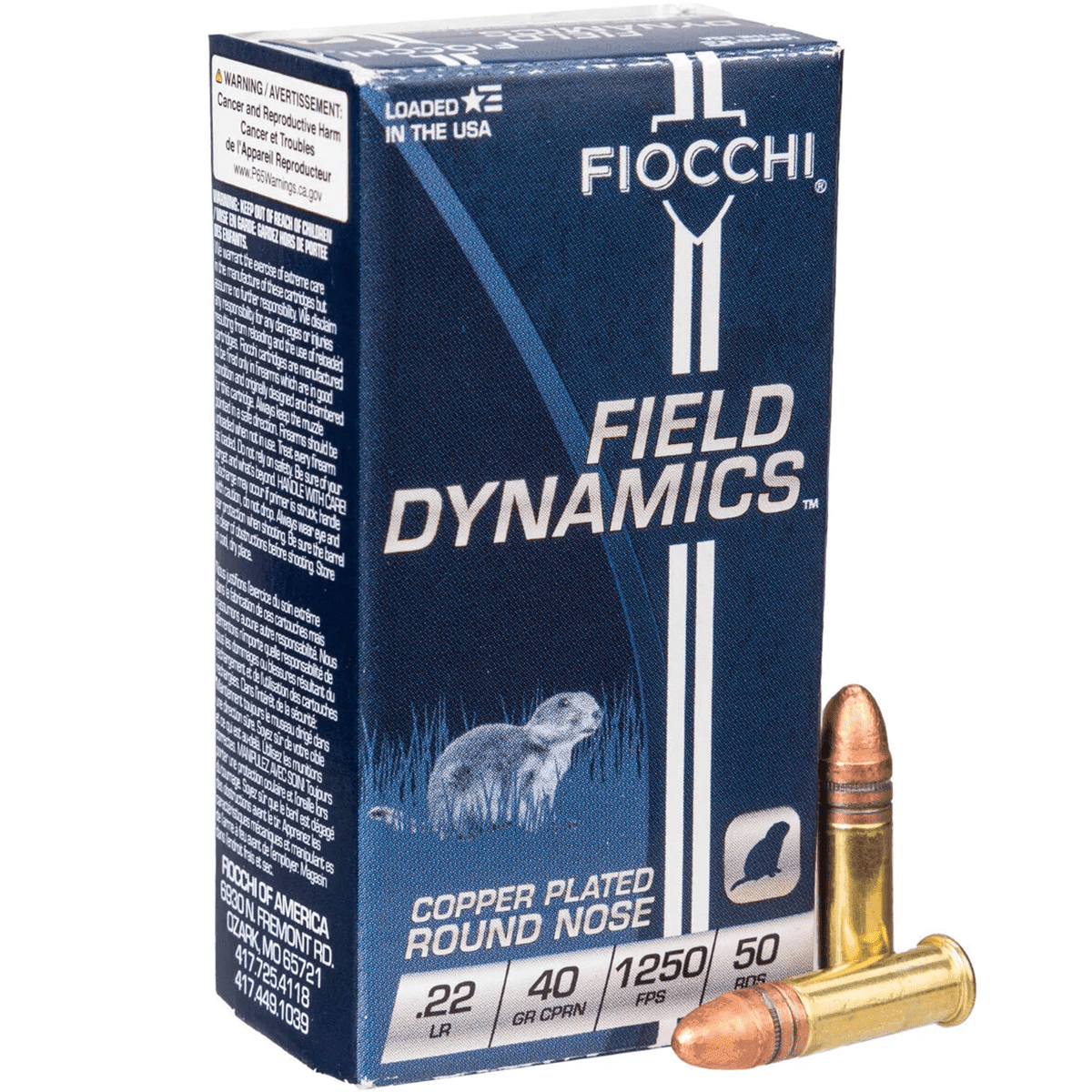 Fiocchi 22FHVCRN Field Dynamics High Velocity 22 LR 40 gr Copper Plated Solid Point 50 Per Box Fiocchi 22FHVCRN Field Dynamics High Velocity 22 LR 40 gr Copper Plated Solid Point 50 Per Box