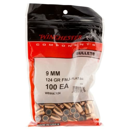 Winchester Ammo WB9MC124 Centerfire Handgun9mm .355 124 GR Full Metal Jacket Flat Base 100 Box Winchester Ammo WB9MC124 Centerfire Handgun9mm .355 124 GR Full Metal Jacket Flat Base 100 Box