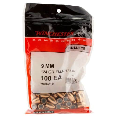 Winchester Ammo WB9MC124 Centerfire Handgun9mm .355 124 GR Full Metal Jacket Flat Base 100 Box Winchester Ammo WB9MC124 Centerfire Handgun9mm .355 124 GR Full Metal Jacket Flat Base 100 Box