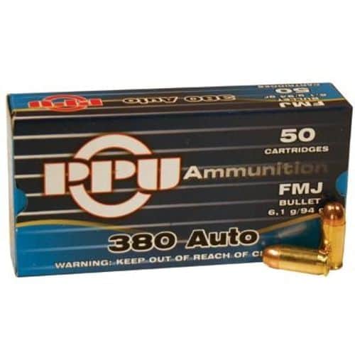 PRVI PPU .380 ACP 94 Grain FMJ 50 Round Box PRVI PPU .380 ACP 94 Grain FMJ 50 Round Box