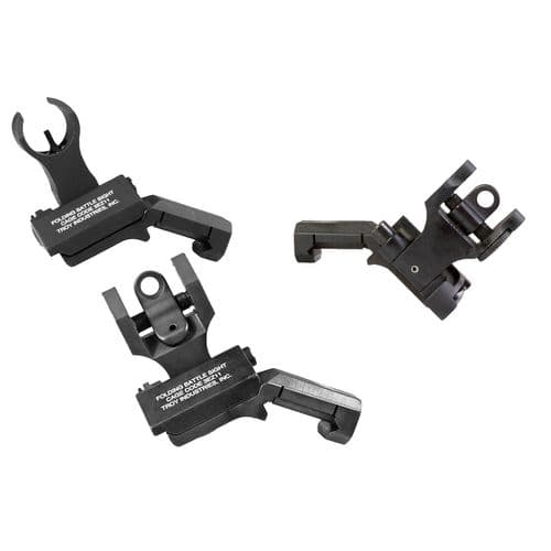 Troy Ind SSIG45SHRBT 45 Degree Folding BattleSights HK Front and Round Rear Blk Troy Ind SSIG45SHRBT 45 Degree Folding BattleSights HK Front and Round Rear Blk