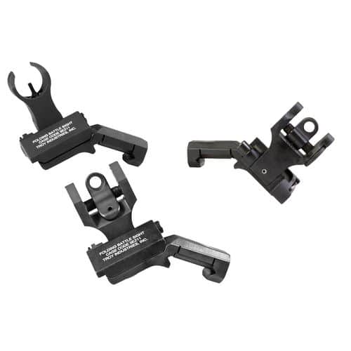 Troy Ind SSIG45SHRBT 45 Degree Folding BattleSights HK Front and Round Rear Blk Troy Ind SSIG45SHRBT 45 Degree Folding BattleSights HK Front and Round Rear Blk