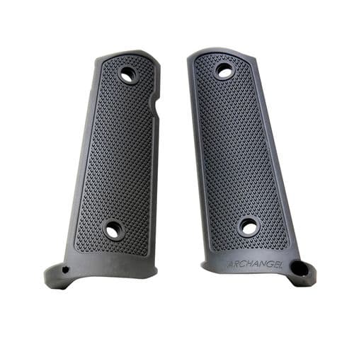 ProMag AA108 Archangel Grip Panels with Mag-Well Funnel 1911 Government Aluminum Black Anodized ProMag AA108 Archangel Grip Panels with Mag-Well Funnel 1911 Government Aluminum Black Anodized