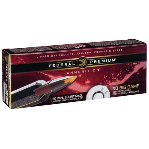Federal P270WSMTT1 Premium 270 WSM 130 gr Trophy Bonded Tip 20 Bx/ 10 Cs Federal P270WSMTT1 Premium 270 WSM 130 gr Trophy Bonded Tip 20 Bx/ 10 Cs