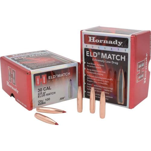 Hornady 30904 ELD Match 30 Cal .308 225 gr Extremely Low Drag-Match 100 Hornady 30904 ELD Match 30 Cal .308 225 gr Extremely Low Drag-Match 100