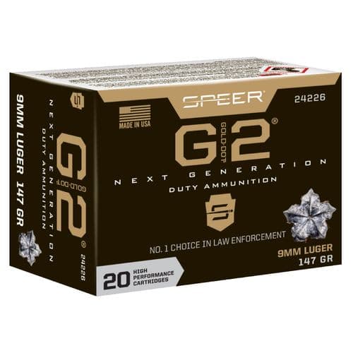 Speer Ammo 24226 Gold Dot G2 9mm Luger 147 gr G2 20 Bx/ 10 Cs Speer Ammo 24226 Gold Dot G2 9mm Luger 147 gr G2 20 Bx/ 10 Cs