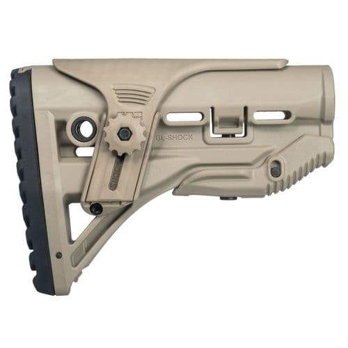 FAB DEFENSE FXGLSHOCKCP GL-Shock AR15/M4 Rifle Buttstock with Adjustable Cheek-Rest Polymer Flat Dark Earth FAB DEFENSE FXGLSHOCKCP GL-Shock AR15/M4 Rifle Buttstock with Adjustable Cheek-Rest Polymer Flat Dark Earth