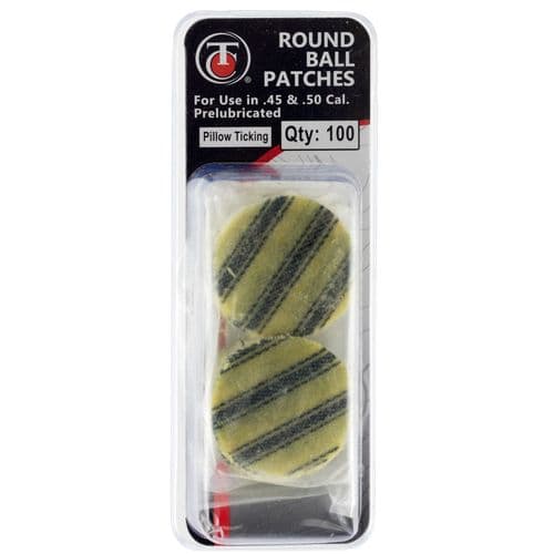 T/C Accessories 31007136 Pillow Ticking Pre-lubbed Roundball Patches 45-50 Cal Cotton/Wonder Lube 100 PK T/C Accessories 31007136 Pillow Ticking Pre-lubbed Roundball Patches 45-50 Cal Cotton/Wonder Lube 100 PK