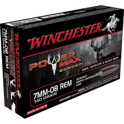 Winchester Ammo X708BP Power Max Bonded 7mm-08 Rem 140 gr Protected Hollow Point 20 Bx/ 10 Cs Winchester Ammo X708BP Power Max Bonded 7mm-08 Rem 140 gr Protected Hollow Point 20 Bx/ 10 Cs