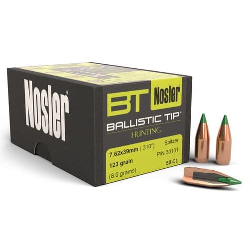 Nosler 30131 Ballistic Tip Hunting 7.62X39 123 GR Spitzer Boat Tail 50 Box Nosler 30131 Ballistic Tip Hunting 7.62X39 123 GR Spitzer Boat Tail 50 Box