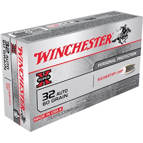 Winchester Ammo X32ASHP Super-X 32 ACP 60 gr Silvertip Hollow Point 50 Bx/ 10 Cs Winchester Ammo X32ASHP Super-X 32 ACP 60 gr Silvertip Hollow Point 50 Bx/ 10 Cs