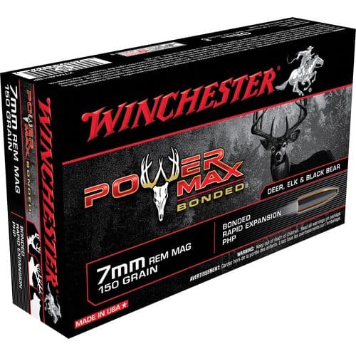 Winchester Ammo X7MMR1BP Power Max Bonded 7mm Rem Mag 150 gr Protected Hollow Point 20 Bx/ 10 Cs Winchester Ammo X7MMR1BP Power Max Bonded 7mm Rem Mag 150 gr Protected Hollow Point 20 Bx/ 10 Cs