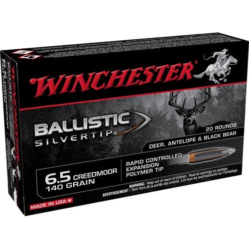 Winchester Ammo Ballistic Silvertip 6.5 Creedmoor 140 gr Rapid Controlled Expansion Polymer Tip - SBST65CM Winchester Ammo Ballistic Silvertip 6.5 Creedmoor 140 gr Rapid Controlled Expansion Polymer Tip - SBST65CM
