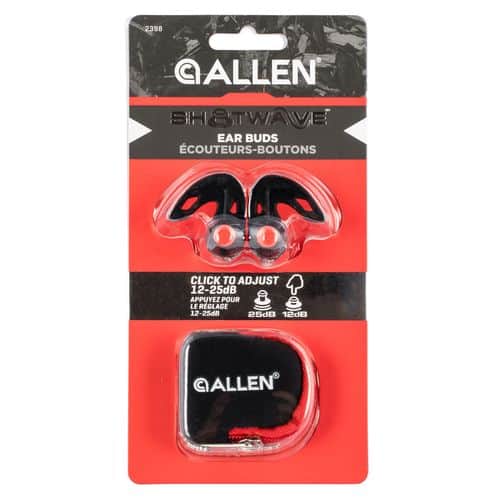 Allen 2398 Shotwave Ear Bud 12-25 dB Black/Red Allen 2398 Shotwave Ear Bud 12-25 dB Black/Red