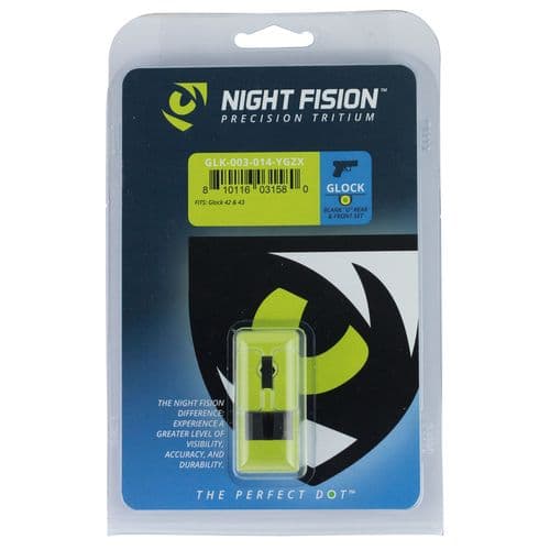 Night Fision GLK003014YGZ Night Sight Set Square Front/U-Notch Rear fits Glock 42, 43 Green w/Yellow Outline Front Black Night Fision GLK003014YGZ Night Sight Set Square Front/U-Notch Rear fits Glock 42, 43 Green w/Yellow Outline Front Black
