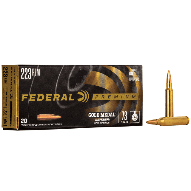 Federal Premium Gold Medal 223 Rem 73 gr Berger Open Tip Match Rifle Ammo Federal Premium Gold Medal 223 Rem 73 gr Berger Open Tip Match Rifle Ammo