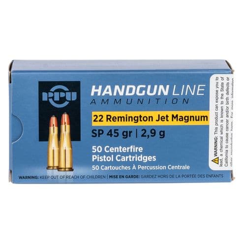 PPU Handgun 22 Rem Jet Mag 45 gr Soft Point - PPH22RJ PPU Handgun 22 Rem Jet Mag 45 gr Soft Point - PPH22RJ