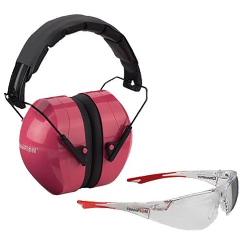 Champion Targets 40624 Eyes And Ears Earmuffs/Shooting Glasses Clear/Pink Champion Targets 40624 Eyes And Ears Earmuffs/Shooting Glasses Clear/Pink
