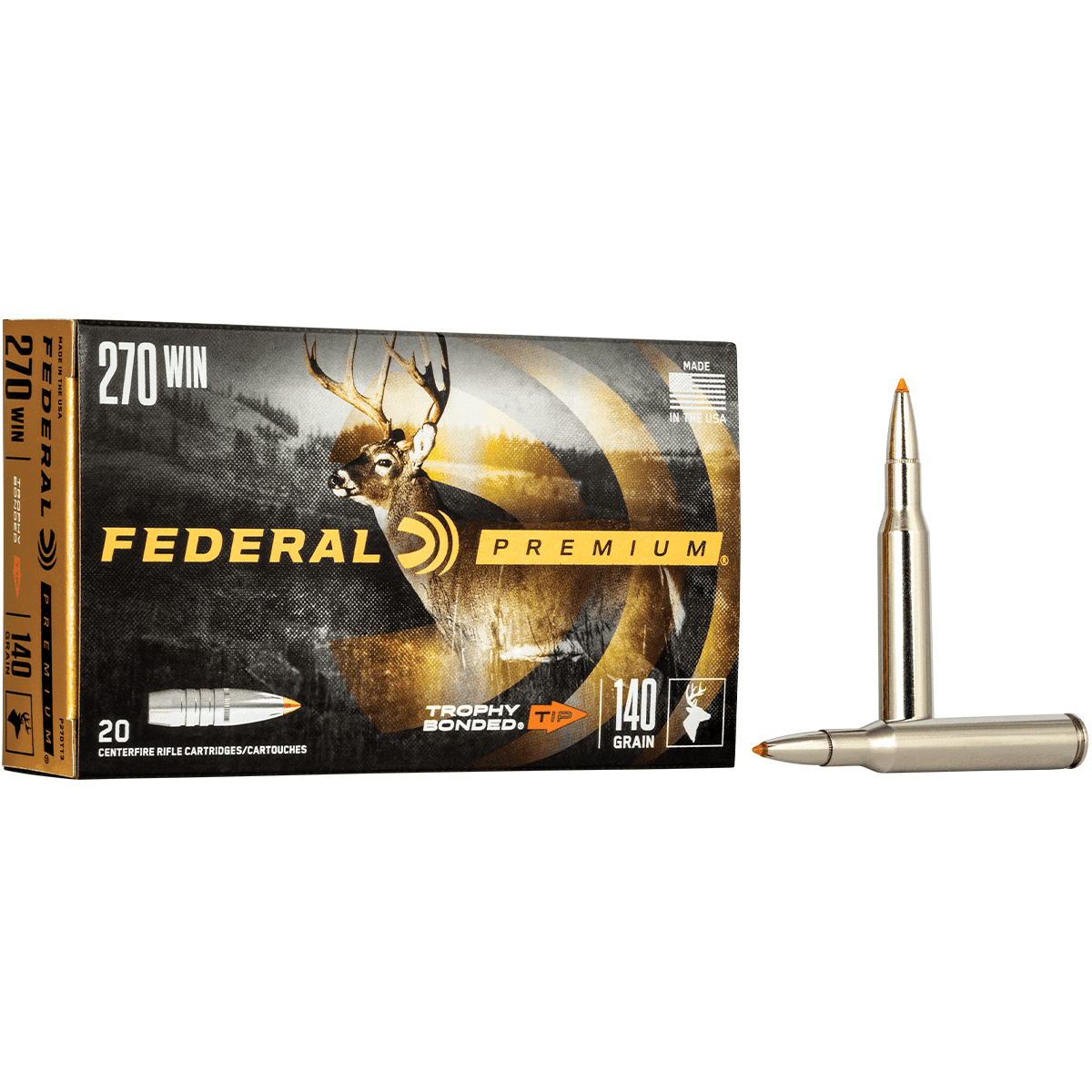 Federal P270TT3 Premium 270 Win 140 gr Trophy Bonded Tip 20 Bx/ 10 Cs Federal P270TT3 Premium 270 Win 140 gr Trophy Bonded Tip 20 Bx/ 10 Cs