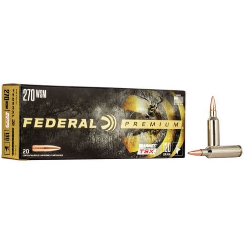 Federal P270WSMD Premium 270 WSM 130 gr Barnes Triple-Shock X 20 Bx/ 10 Cs Federal P270WSMD Premium 270 WSM 130 gr Barnes Triple-Shock X 20 Bx/ 10 Cs
