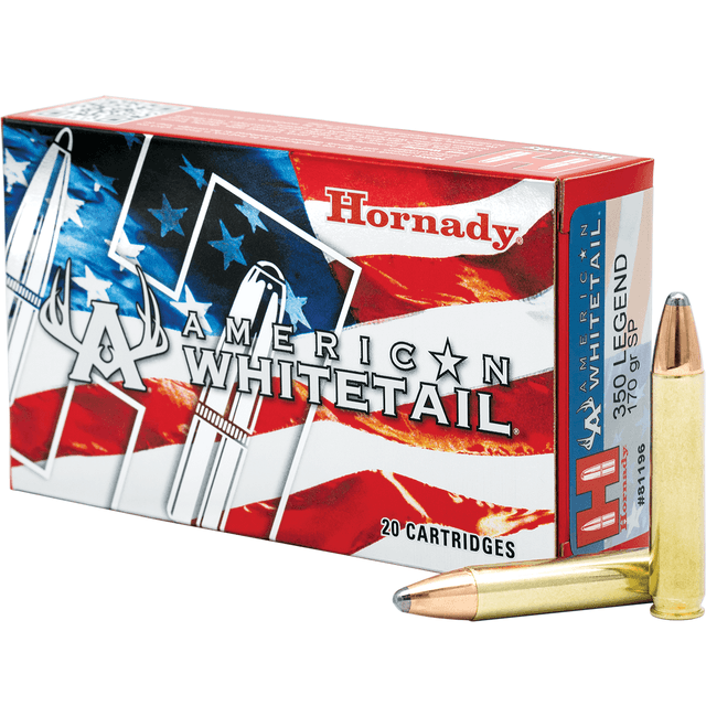 Hornady 81196 American Whitetail 350 Legend 170 gr InterLock Hunting Ammo Hornady 81196 American Whitetail 350 Legend 170 gr InterLock Hunting Ammo