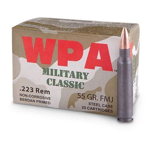 Wolf Performance Ammunition Military Classic WPA .223 Remington 55 Grain Steel Cased Non-Corrosive 20 per box Wolf Performance Ammunition Military Classic WPA .223 Remington 55 Grain Steel Cased Non-Corrosive 20 per box