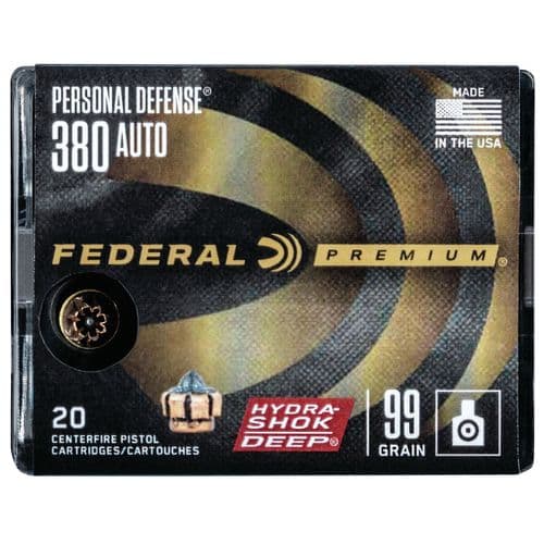 Federal P380HSD1 Premium Personal Defense 380 ACP 99 gr Hydra-Shok Deep Hollow Point 20 B Federal P380HSD1 Premium Personal Defense 380 ACP 99 gr Hydra-Shok Deep Hollow Point 20 B