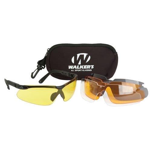 Walkers GWPASG4L2 Sport Glasses Combo Kit Clear/Yellow/Amber/Brown Polycarbonate Black Walkers GWPASG4L2 Sport Glasses Combo Kit Clear/Yellow/Amber/Brown Polycarbonate Black