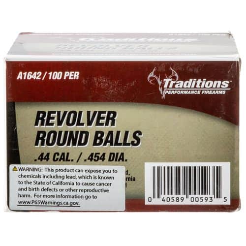 Traditions A1642 Revolver 44 Black Powder Lead Ball 140 gr 100 Traditions A1642 Revolver 44 Black Powder Lead Ball 140 gr 100