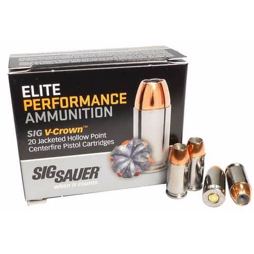 Sig Sauer E9MMA1-20 Elite Performance Ammunition 9mm 115 Grain Jacketed Hollow Point V-Crown 20 Round Box Sig Sauer E9MMA1-20 Elite Performance Ammunition 9mm 115 Grain Jacketed Hollow Point V-Crown 20 Round Box