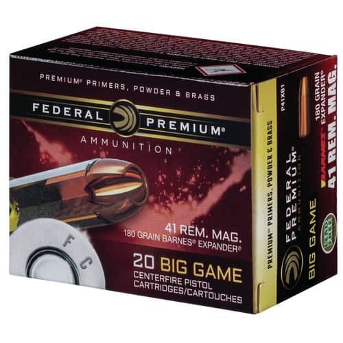 Federal P41XB1 Premium 41 Rem Mag 180 gr Barnes Expander BRX 20 Bx/ 10 Cs Federal P41XB1 Premium 41 Rem Mag 180 gr Barnes Expander BRX 20 Bx/ 10 Cs
