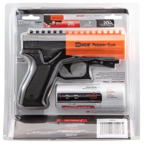 Mace 80406 Pepper Gun 2.0 Contains 7, One Second Bursts 20 Feet Black/Orange Mace 80406 Pepper Gun 2.0 Contains 7, One Second Bursts 20 Feet Black/Orange