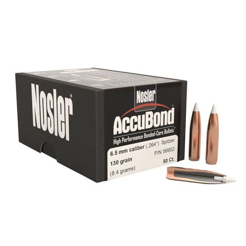 Nosler 56902 AccuBond6.5mm .264 130 GR Spitzer Point 50 Box Nosler 56902 AccuBond6.5mm .264 130 GR Spitzer Point 50 Box