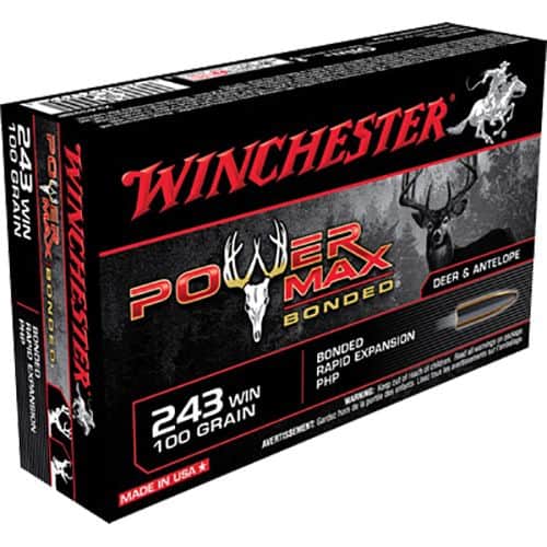 Winchester Ammo X2432BP Power Max Bonded 243 Win 100 gr Protected Hollow Point 20 Bx/ 10 Cs Winchester Ammo X2432BP Power Max Bonded 243 Win 100 gr Protected Hollow Point 20 Bx/ 10 Cs