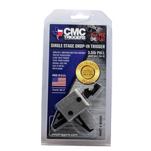 CMC Triggers 95503 Drop-In PCC AR-15, AR-10 9mm Single-Stage Flat 3.00-3.50 lbs CMC Triggers 95503 Drop-In PCC AR-15, AR-10 9mm Single-Stage Flat 3.00-3.50 lbs