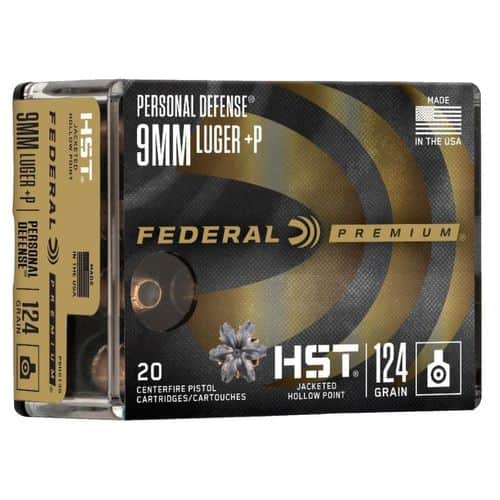 Federal P9HST3S Premium Personal Defense 9mm Luger 124 gr HST Jacketed Hollow Point 20 Bx Federal P9HST3S Premium Personal Defense 9mm Luger 124 gr HST Jacketed Hollow Point 20 Bx