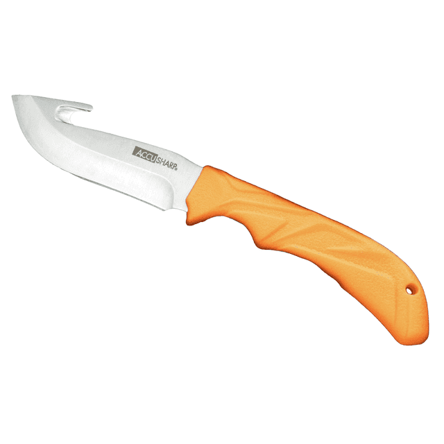 AccuSharp 729C Gut Hook 3.50" Fixed Gut Hook Stainless Steel Blade with Orange Rubber Handle AccuSharp 729C Gut Hook 3.50" Fixed Gut Hook Stainless Steel Blade with Orange Rubber Handle
