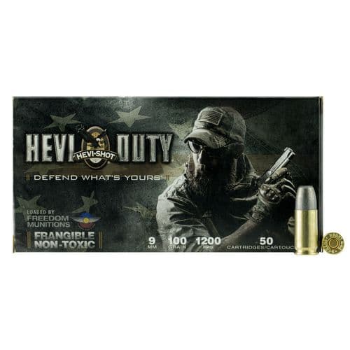 Hevishot 99009 Hevi-Duty 9mm Luger 100 gr Lead Free Frangible 50 Bx/ 10 Cs Hevishot 99009 Hevi-Duty 9mm Luger 100 gr Lead Free Frangible 50 Bx/ 10 Cs