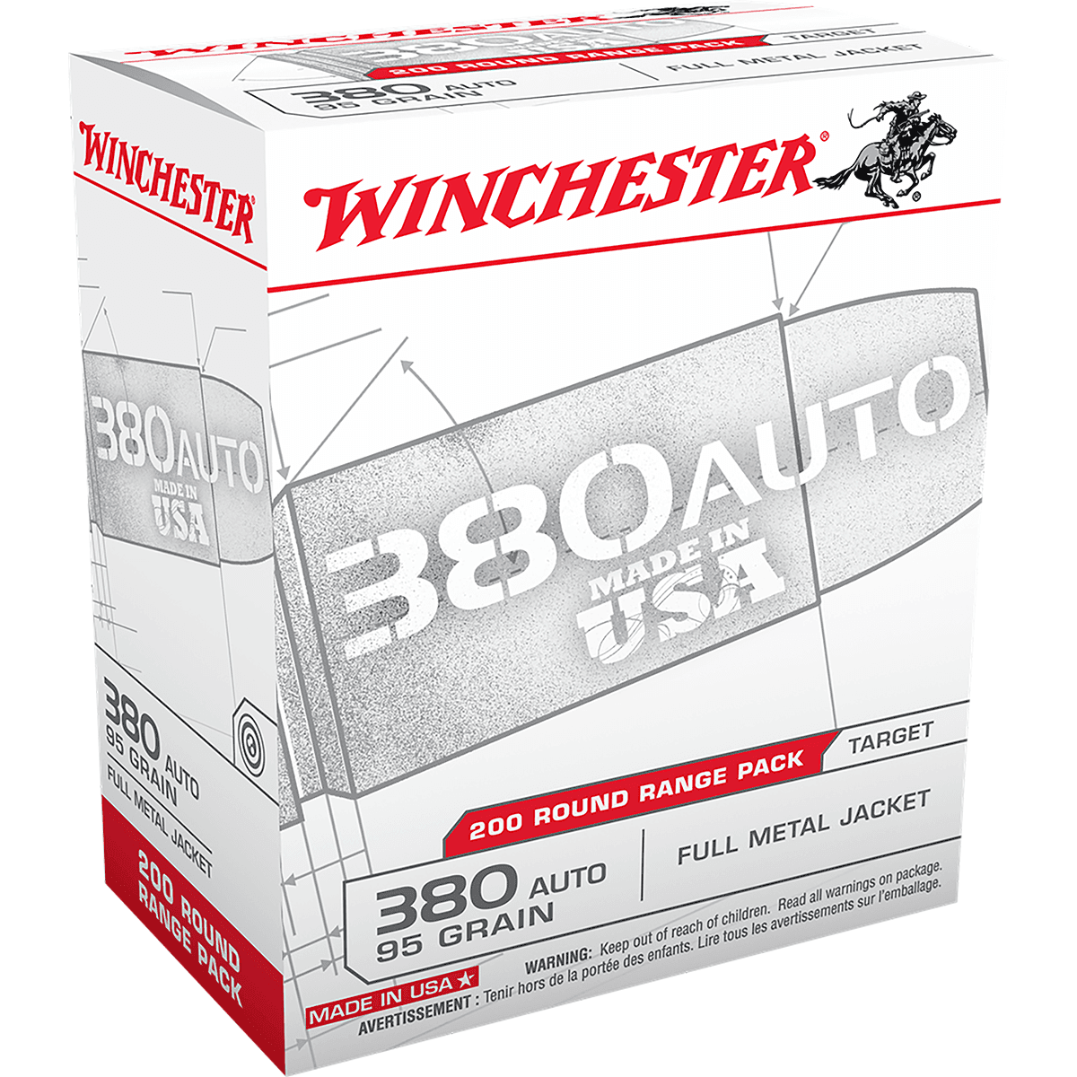 Winchester Ammo USA380W USA 380 ACP 95 gr Full Metal Jacket 200 Per Box Winchester Ammo USA380W USA 380 ACP 95 gr Full Metal Jacket 200 Per Box