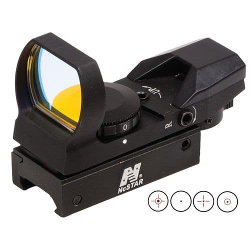 NCStar D4B Reflex Optic 1x 24x34mm 3 MOA Illuminated 4 Pattern Red CR2032 Lithium Black Anodized NCStar D4B Reflex Optic 1x 24x34mm 3 MOA Illuminated 4 Pattern Red CR2032 Lithium Black Anodized