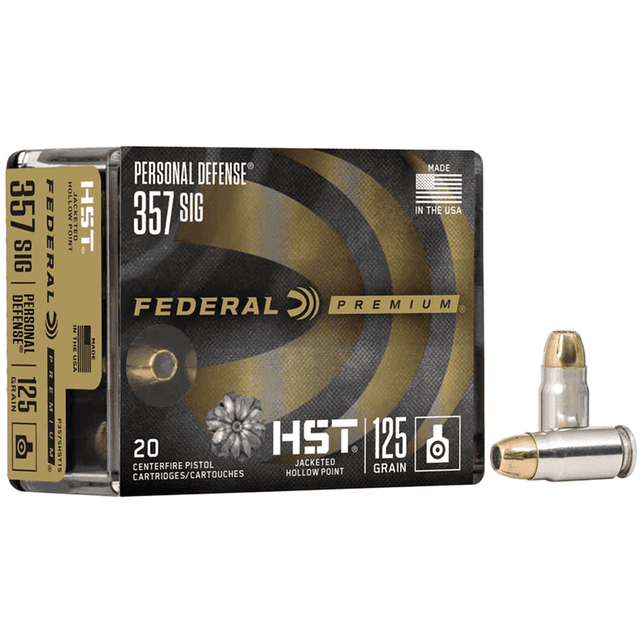 Federal Premium Personal Defense 357 Sig 125gr HST Jacketed Hollow Point 20 Per Box Federal Premium Personal Defense 357 Sig 125gr HST Jacketed Hollow Point 20 Per Box