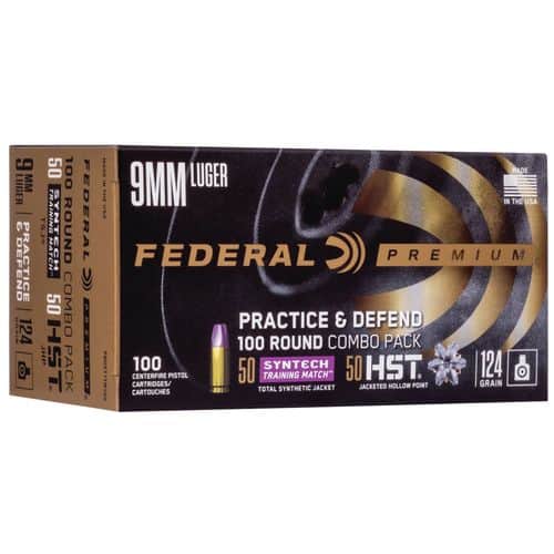 Federal P9HST1TM100 Practice & Defend 9mm Luger 124 gr HST/Synthetic 100 Bx/ 5 Cs Federal P9HST1TM100 Practice & Defend 9mm Luger 124 gr HST/Synthetic 100 Bx/ 5 Cs