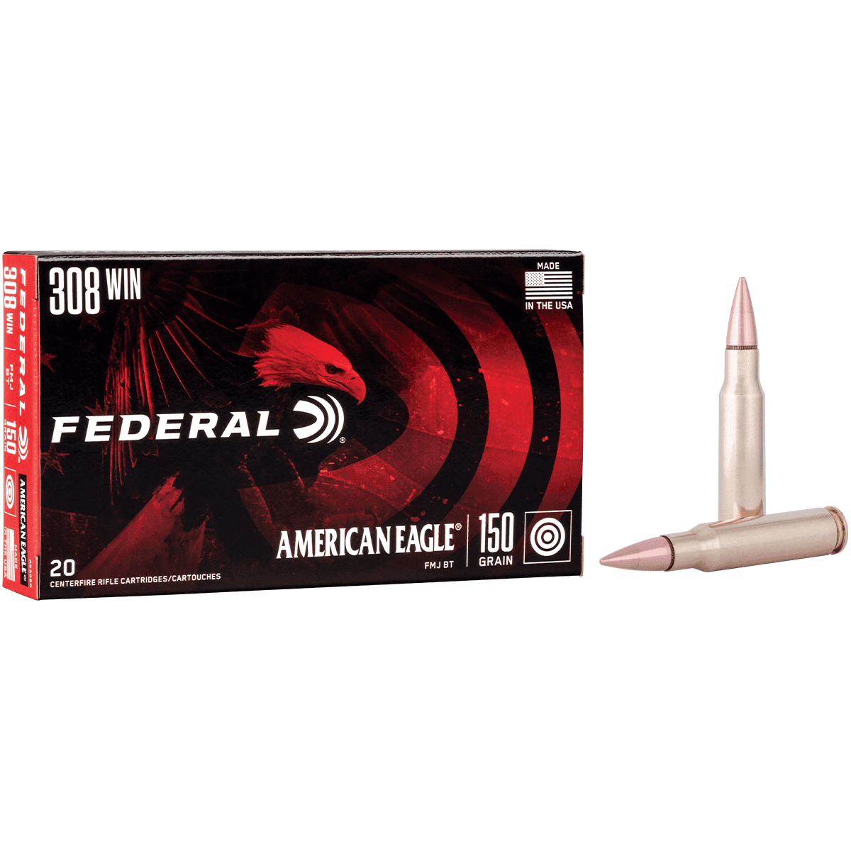 Federal American Eagle .308 Winchester 150 Grain FMJ Ammunition (20 Rounds) Federal American Eagle .308 Winchester 150 Grain FMJ Ammunition (20 Rounds)