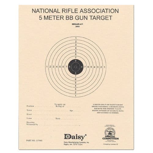 Daisy 408 NRA 5-Meter Target Hanging Paper Bullseye Tan 50 Pack Daisy 408 NRA 5-Meter Target Hanging Paper Bullseye Tan 50 Pack